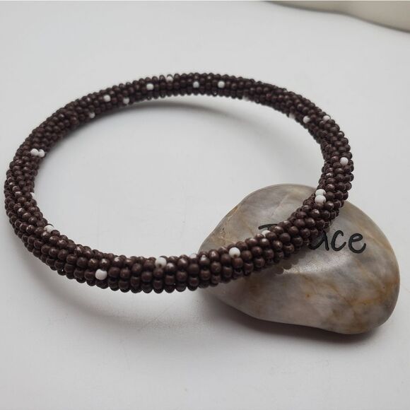 Brown seed beaded cluster bracelet bangle cowgirl diva stylish wear - Picture 1 of 2